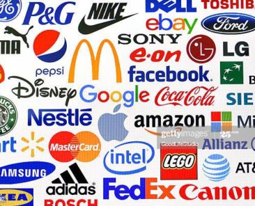 Novi Sad, Serbia - February 24, 2016: Photo of a logotype collection of some of most famous brands in the world on a screen - including Coca-Cola, Nestle, Nike, McDonald's, Google, Facebook, Microsoft, Sony, Apple and much more.